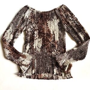 Animal Print Pleated Blouse